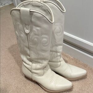 Steve Madden white leather cowgirl western boots style Windie sz 7.5
